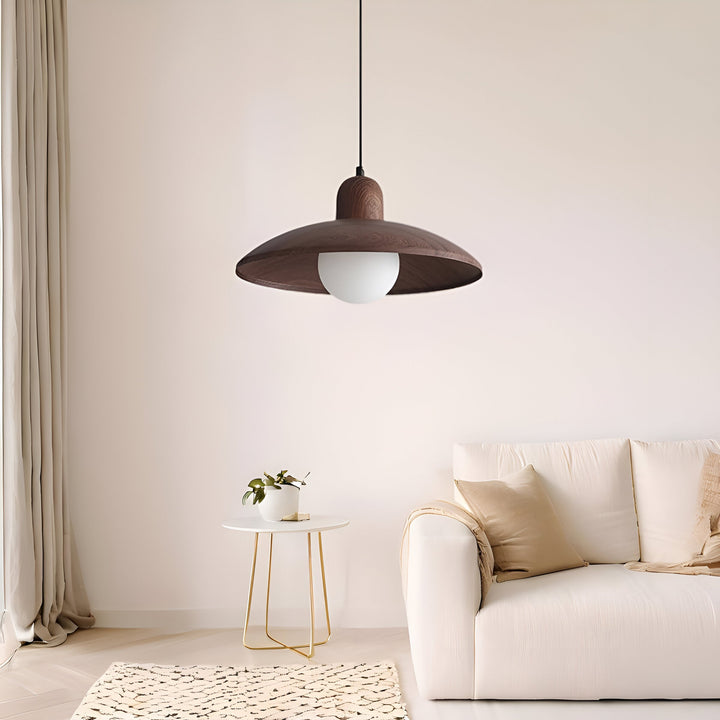 Japanese Wabi-Sabi Walnut Pendant Light: Minimalist Iron Design for Serene Spaces