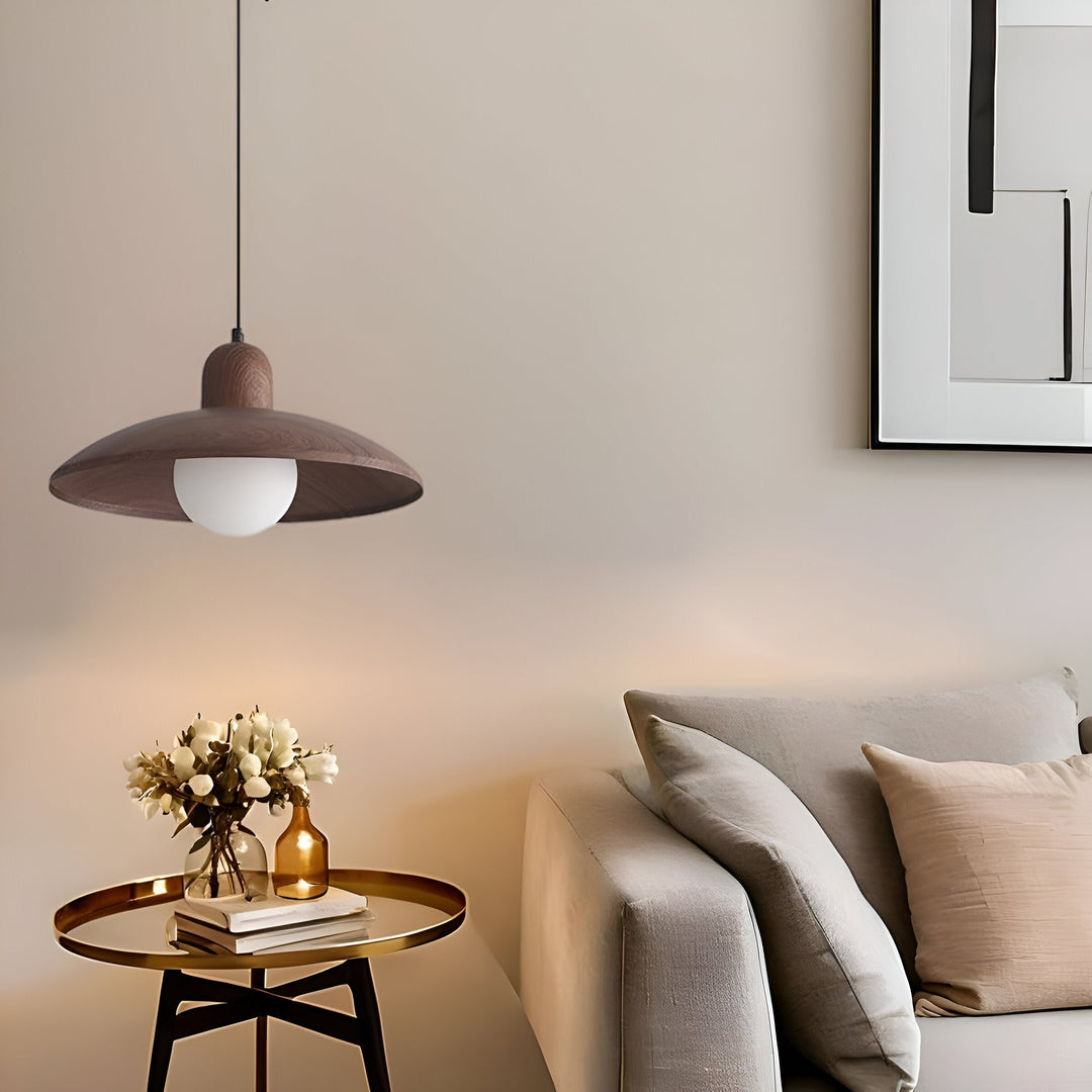 Japanese Wabi-Sabi Walnut Pendant Light: Minimalist Iron Design for Serene Spaces