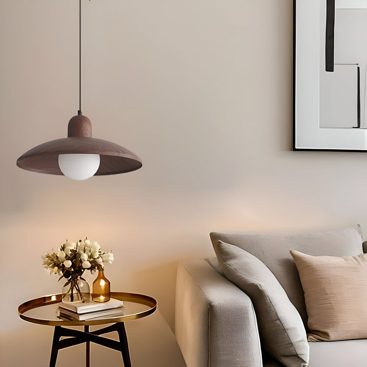 Japanese Wabi-Sabi Walnut Pendant Light: Minimalist Iron Design for Serene Spaces