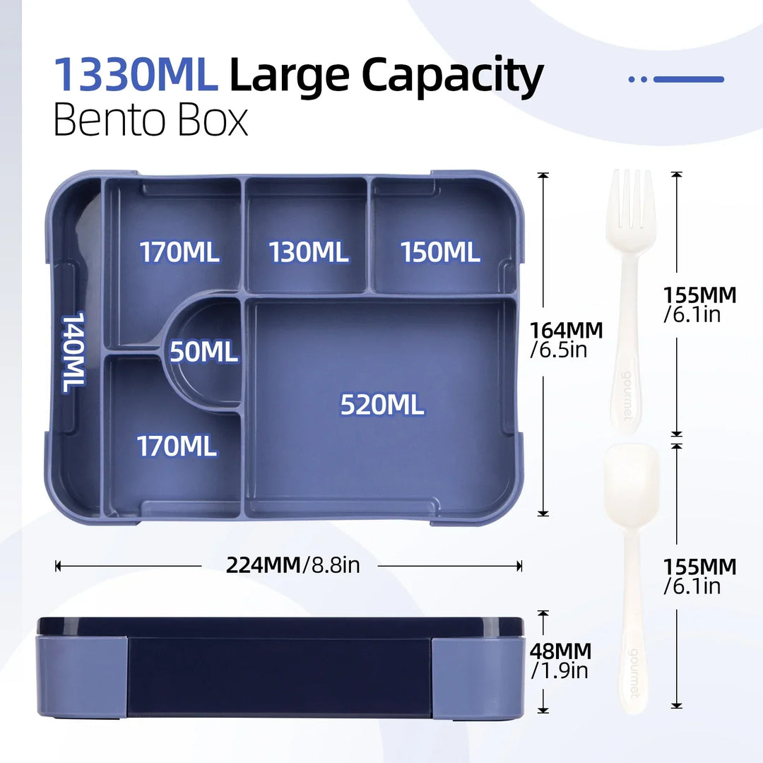 7-Compartment Bento Box size scale