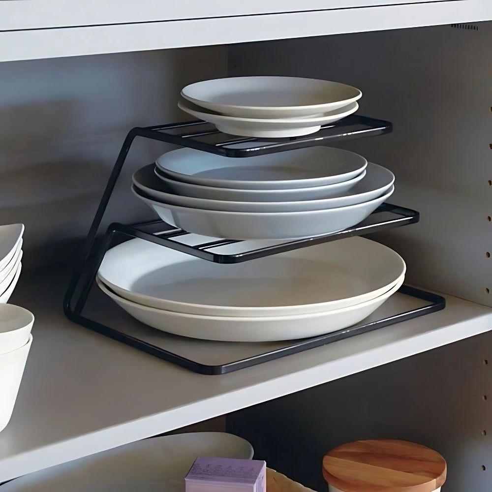 Black Stackable Two-Tier Dish Rack