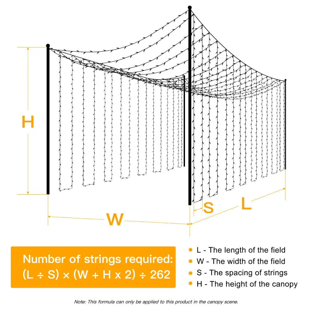 String Lights coverage and event lighting layout