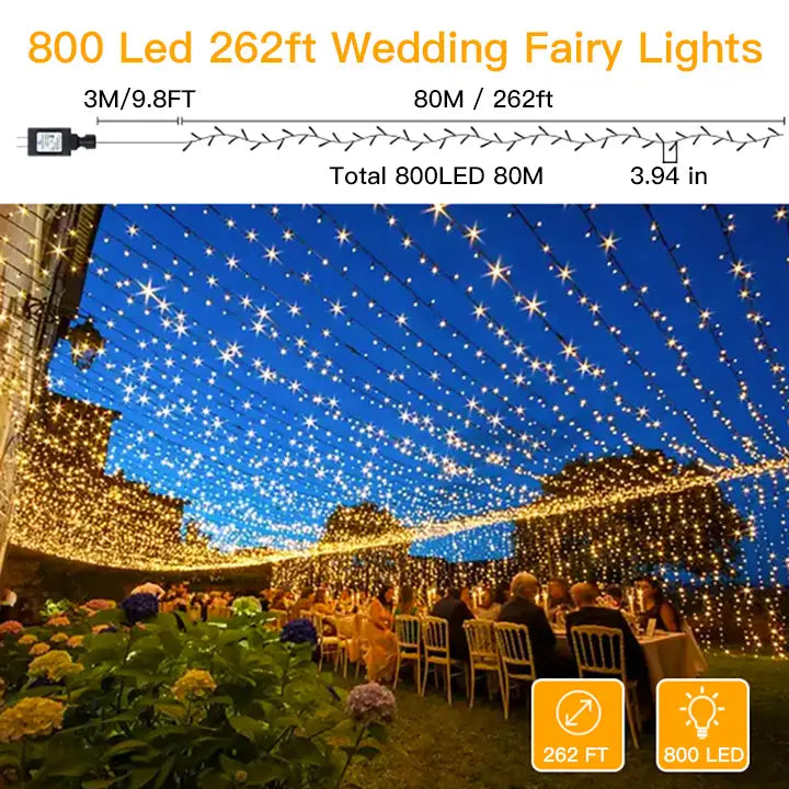 Wedding String Lights length display, 262 ft