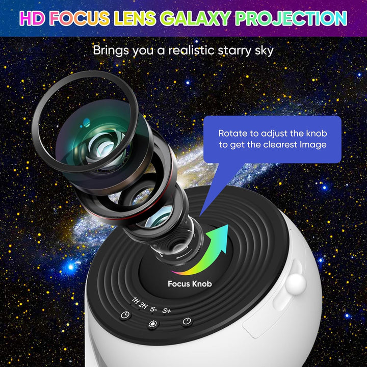 Celestial Dreams 360° Rotating Galaxy Projector with HD Films Star Light