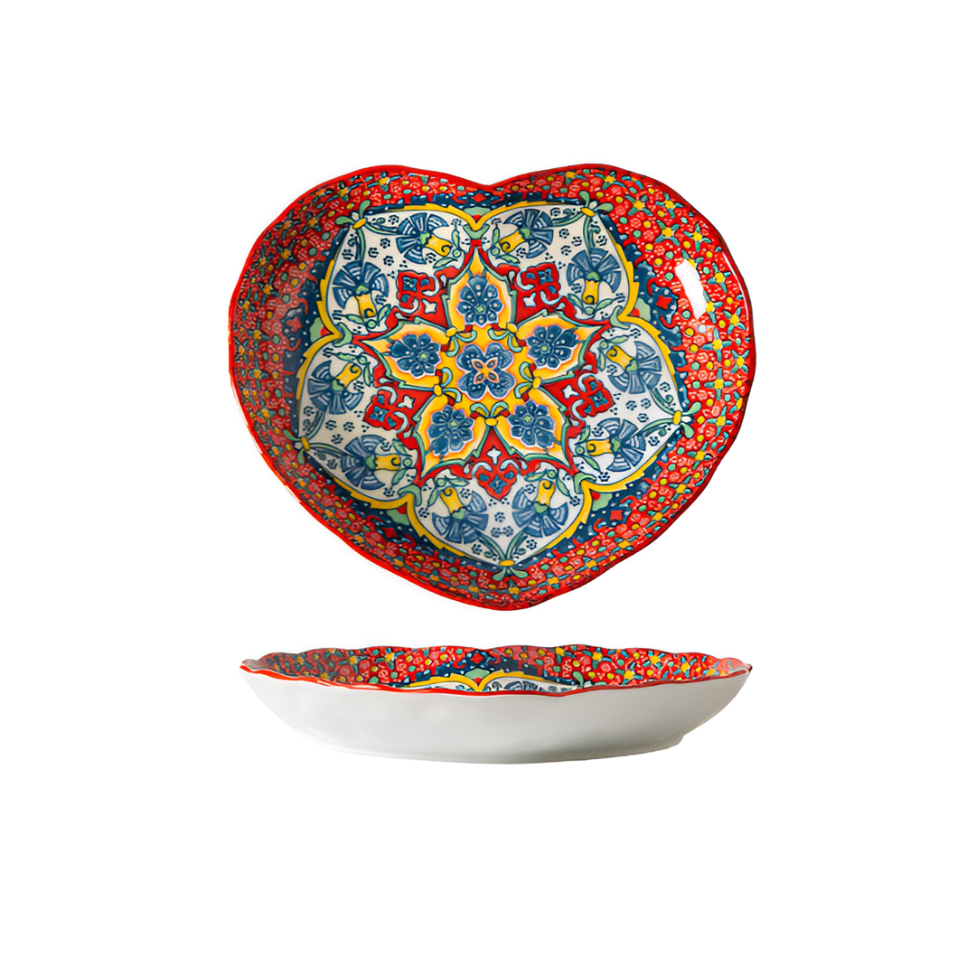 Lagoon Floral Glazed Deep Plates – detail view