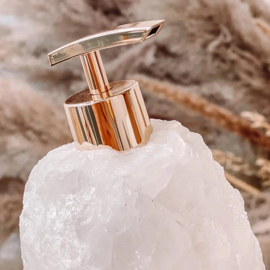 Handcrafted Quartz Crystal Soap Dispenser pump detail
