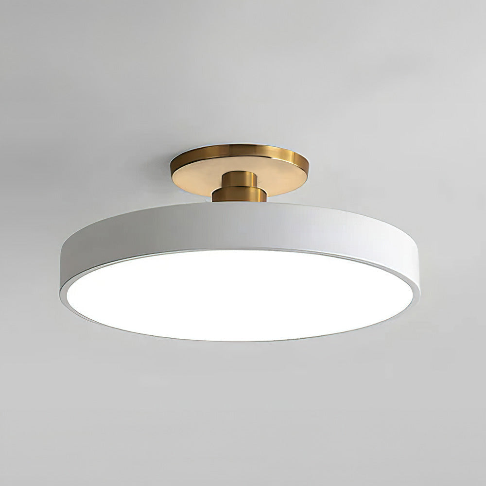 Modern Round LED Flush Mount Ceiling Light with Dimmable Options and Metallic Accent