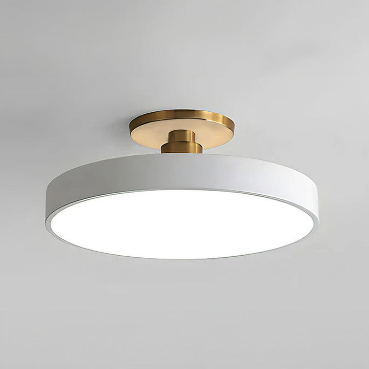 Modern Round LED Flush Mount Ceiling Light with Dimmable Options and Metallic Accent