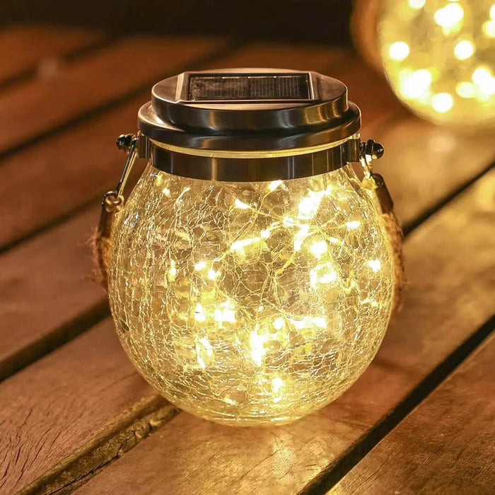 Glass Solar Lantern ice-crack texture detail