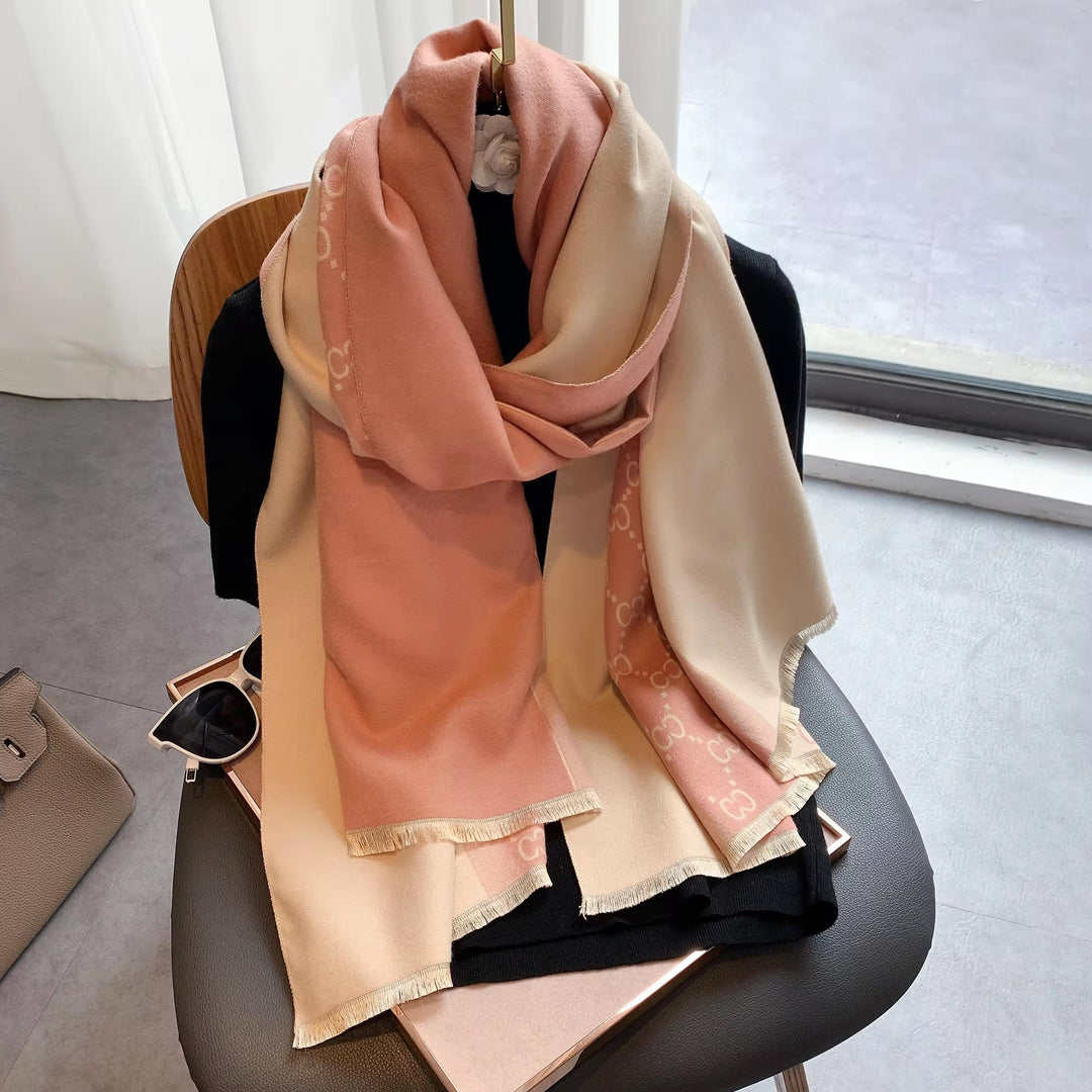 Pink Cashmere-Feel Wrap Scarf styled