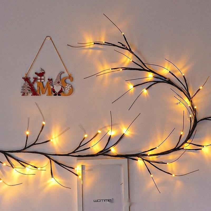 Rattan Vine String Lights holiday decor setting