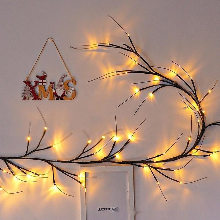 Rattan Vine String Lights holiday decor setting