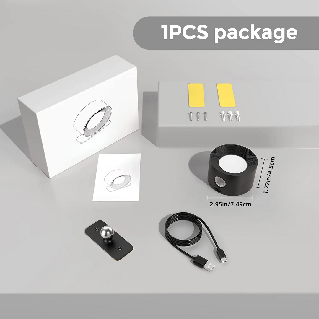 Cordless Magnetic LED Wall Light - Rechargeable, Dimmable, Easy Stick-On, 360° Adjustable