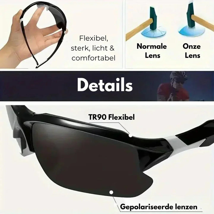 Polarized Sports Sunglasses flexible frame and lens detail