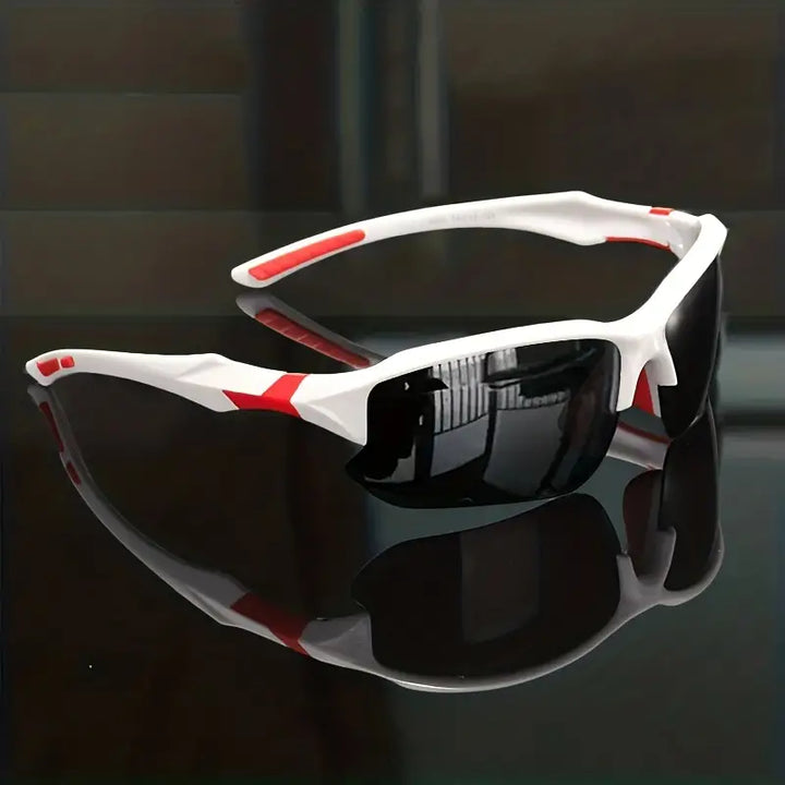 White and Red Polarized Sports Sunglasses front angle