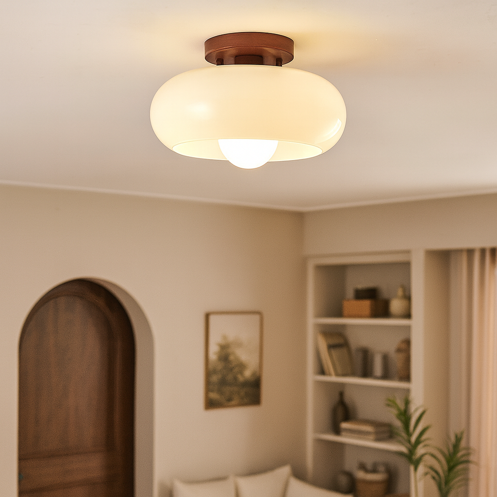 Ambient Cream Glass Ceiling Light 1