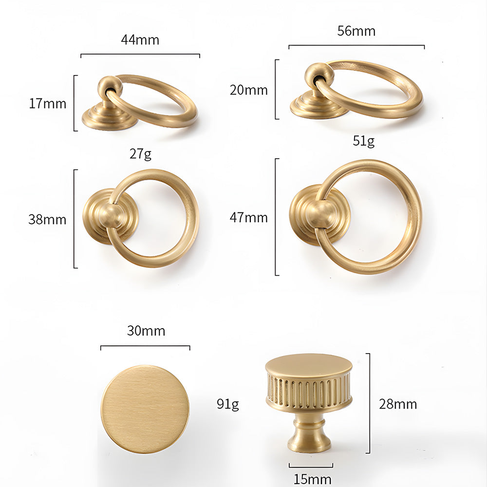 Art Deco Solid Brass Cabinet Knobs and Pulls