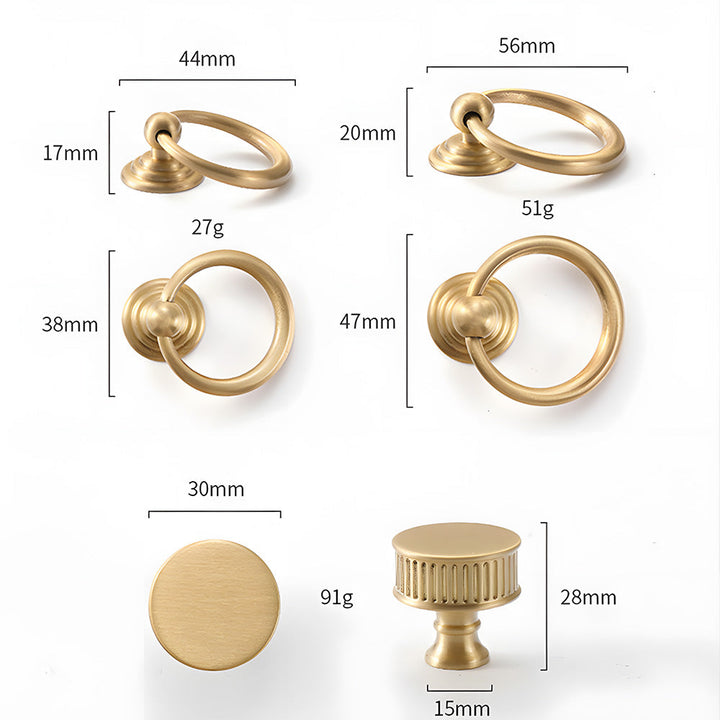 Art Deco Solid Brass Cabinet Knobs and Pulls