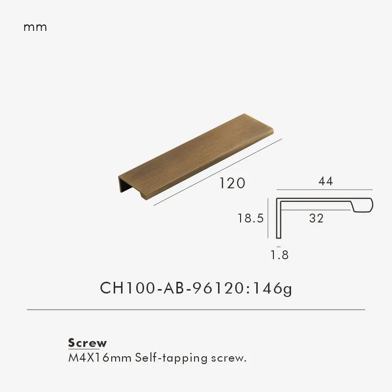 Brushed Brass Edge Cabinet Pull