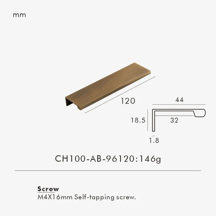 Brushed Brass Edge Cabinet Pull