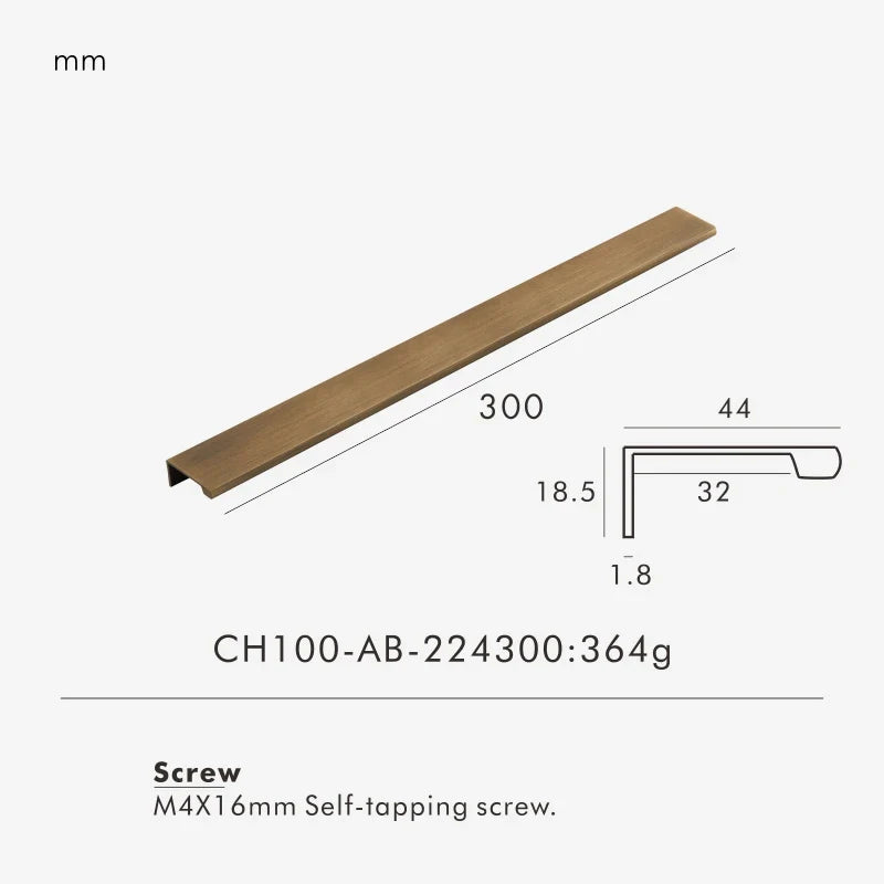 Brushed Brass Edge Cabinet Pull