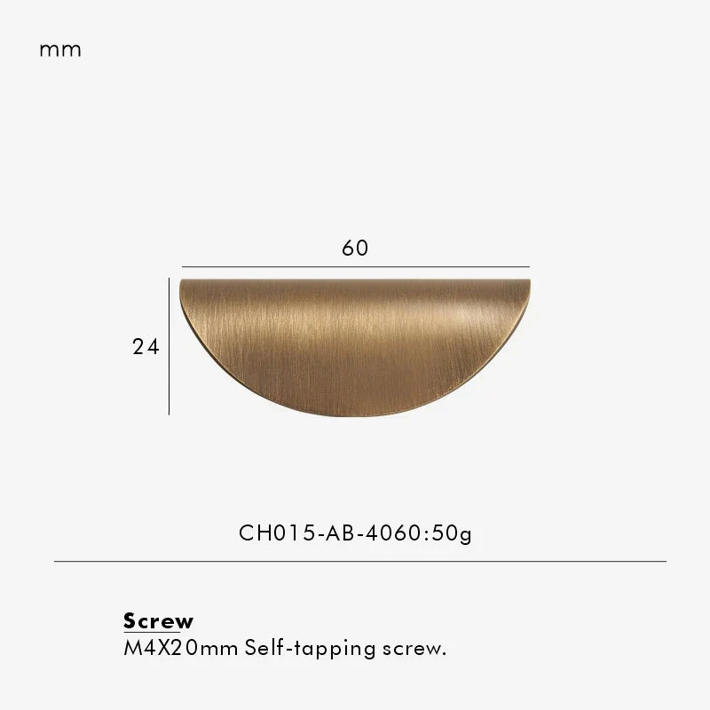 Antique Brass Curved Folded-Edge Cabinet Pull 60mm
