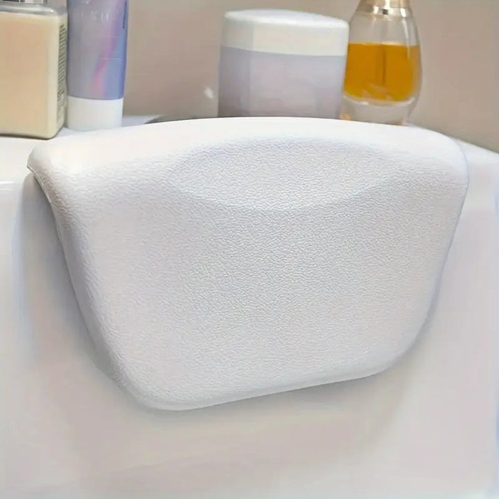 Cloud White Contoured Silicone Bath Pillow front view