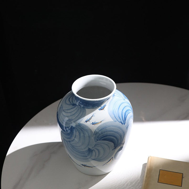 Artisan Blue Porcelain Flower Vase 3
