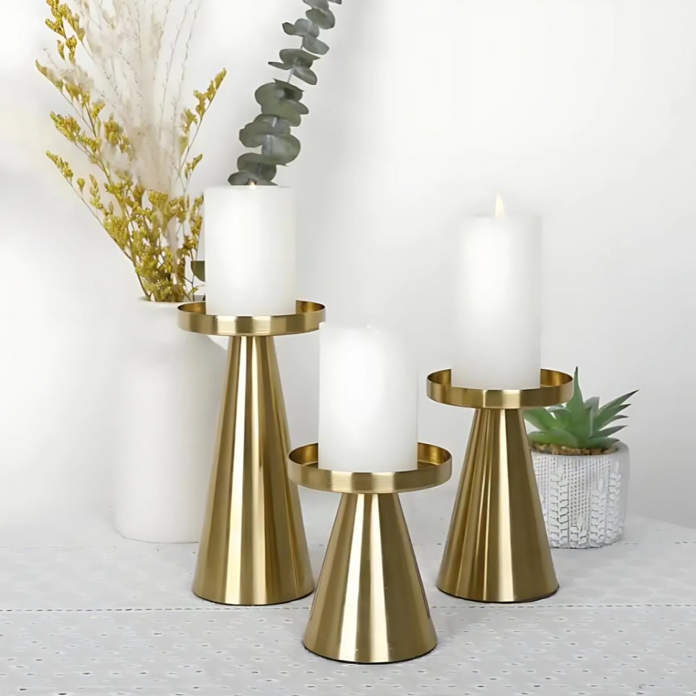 Artisan Brushed Brass Candle Holders 0