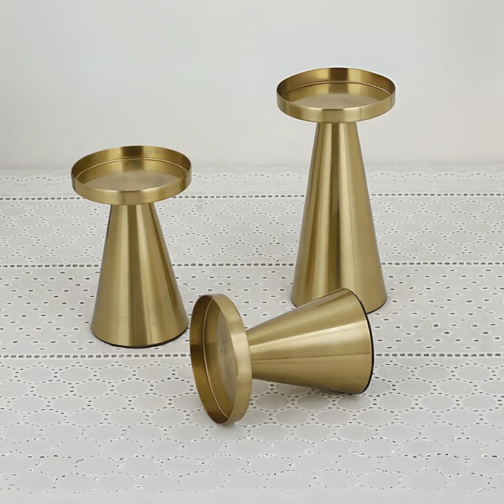 Artisan Brushed Brass Candle Holders 1