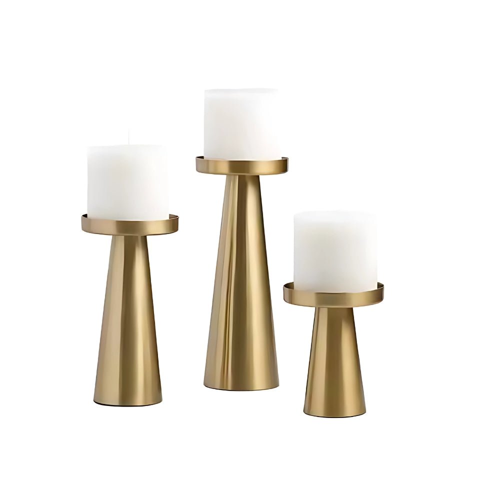 Artisan Brushed Brass Candle Holders 3