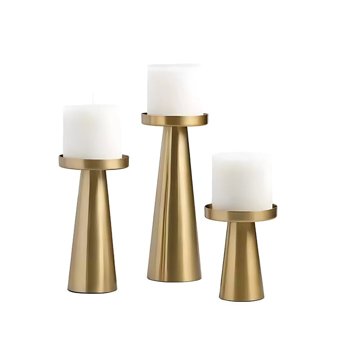 Artisan Brushed Brass Candle Holders 3