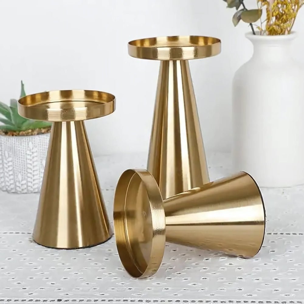 Artisan Brushed Brass Candle Holders 4