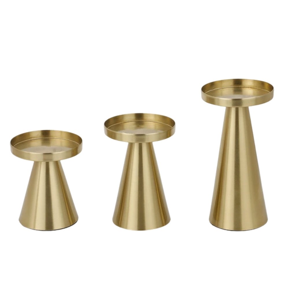 Artisan Brushed Brass Candle Holders 6