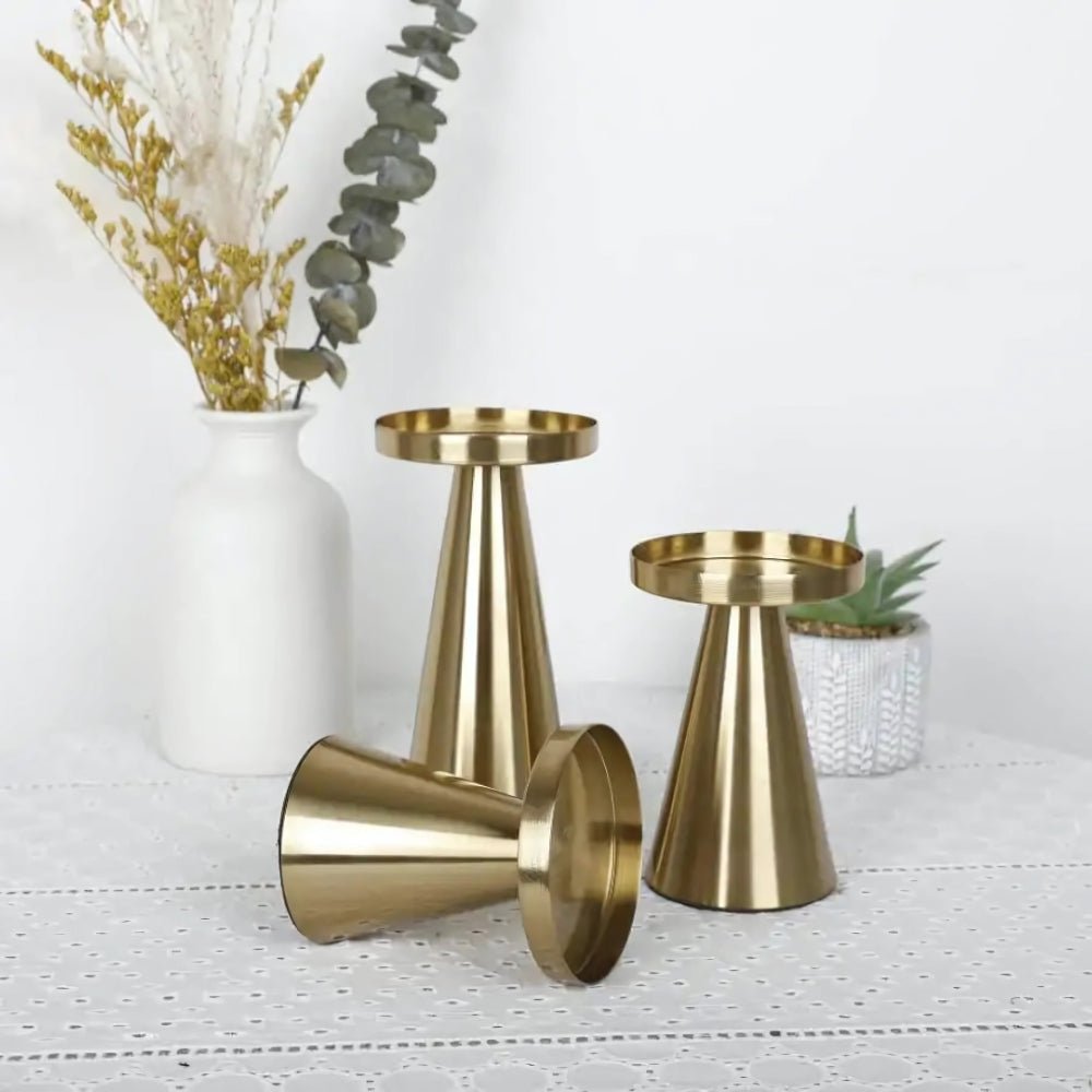 Artisan Brushed Brass Candle Holders 7