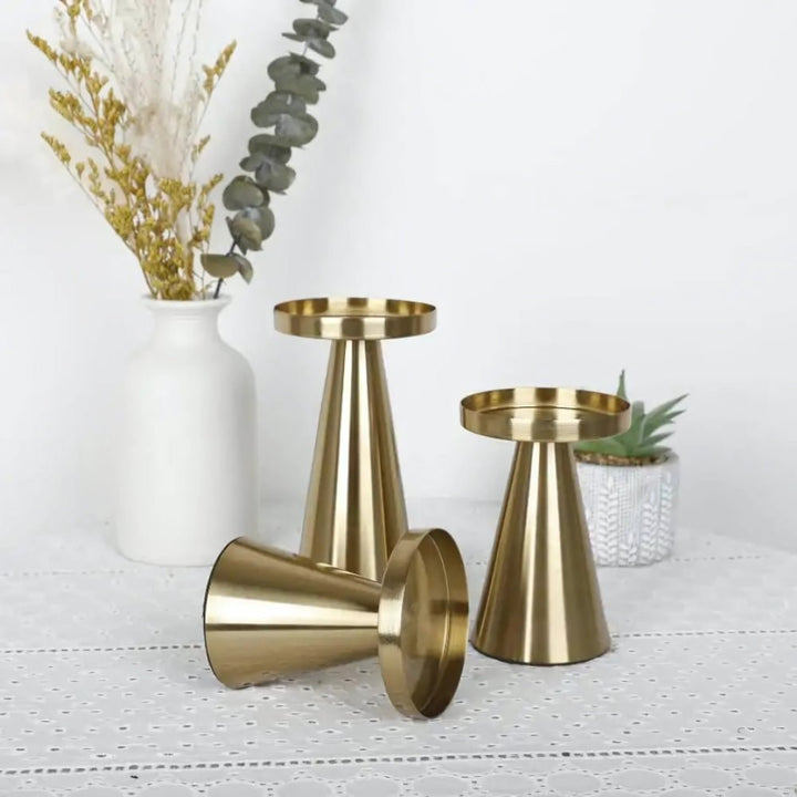 Artisan Brushed Brass Candle Holders 7