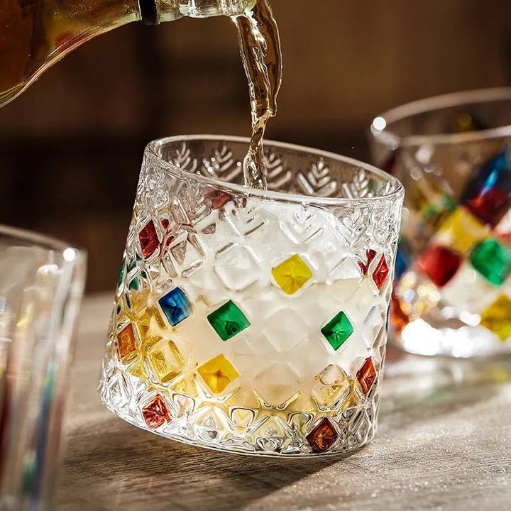 Artisan Crystal Whiskey Glasses with Coasters 0