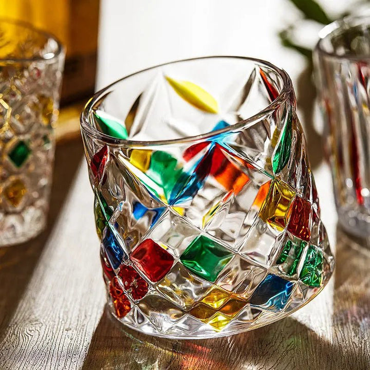 Artisan Crystal Whiskey Glasses with Coasters 2