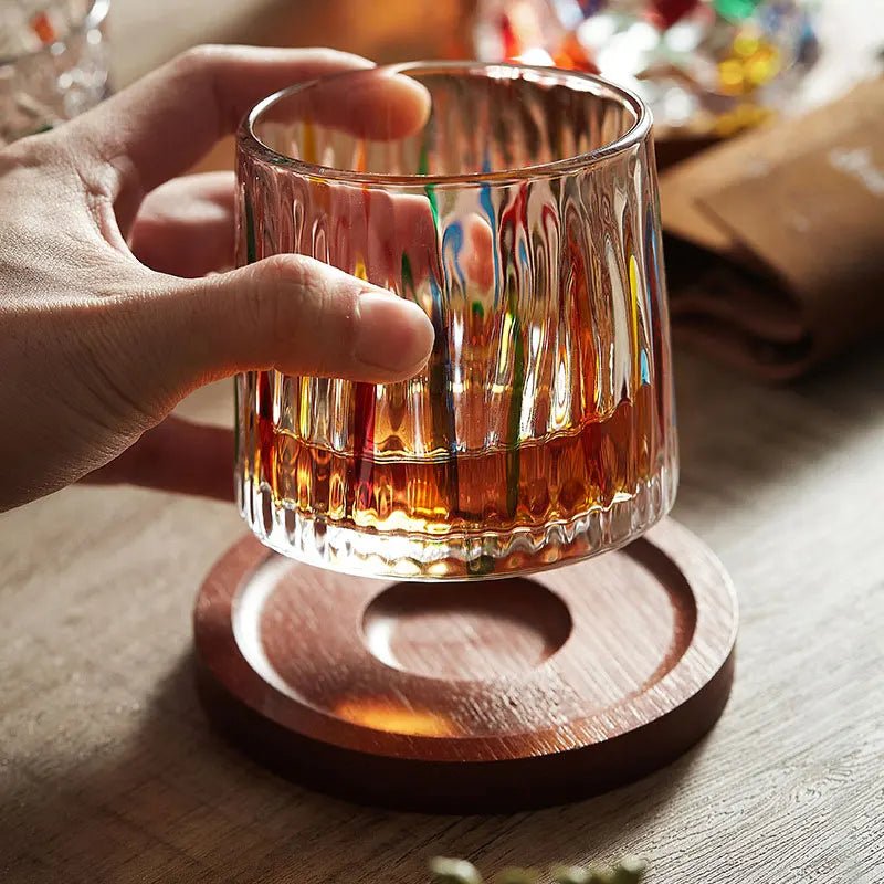 Artisan Crystal Whiskey Glasses with Coasters 6
