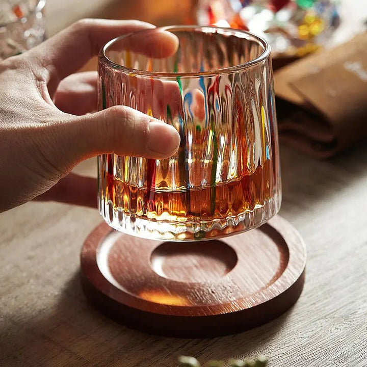 Artisan Crystal Whiskey Glasses with Coasters 6