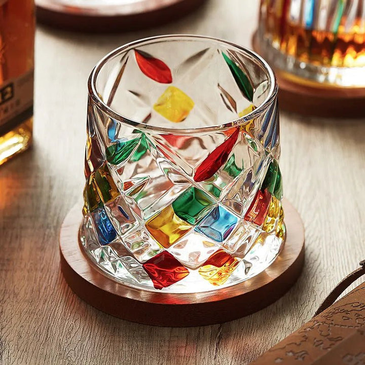 Artisan Crystal Whiskey Glasses with Coasters 7