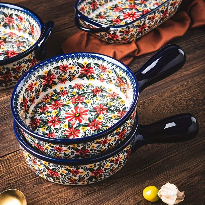 Artisan Floral Ceramic Bakeware Set 5