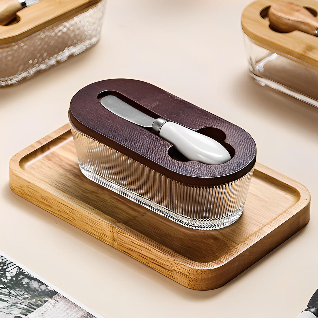 Artisan Glass Butter Dish with Lid 1