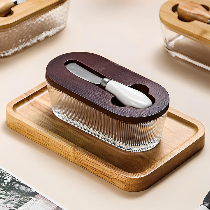 Artisan Glass Butter Dish with Lid 1