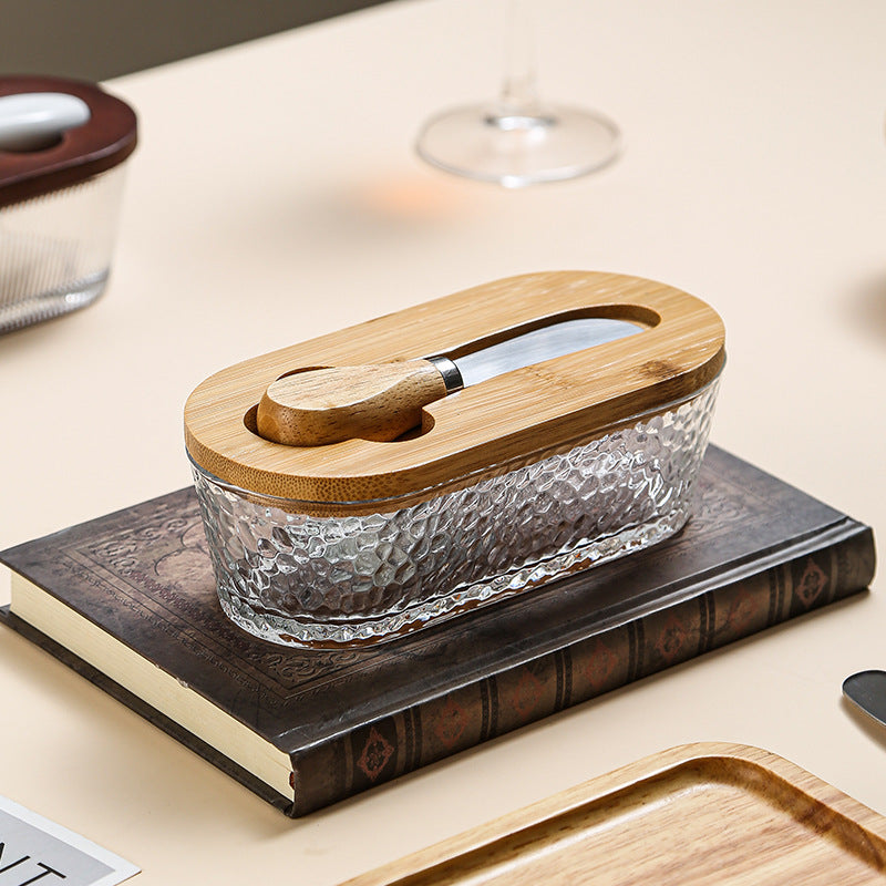 Artisan Glass Butter Dish with Lid 2