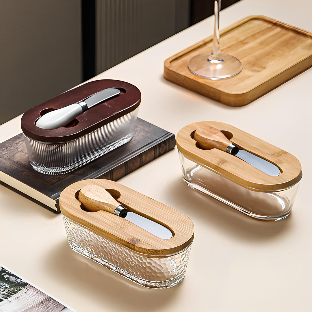 Artisan Glass Butter Dish with Lid 3