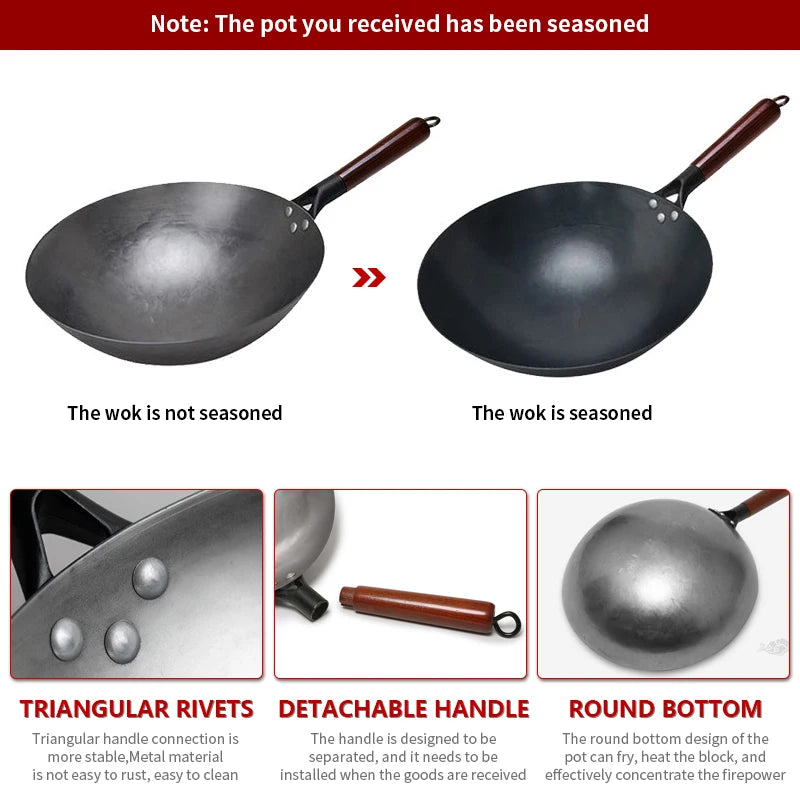 Artisan Iron Wok with Wooden Handle 3