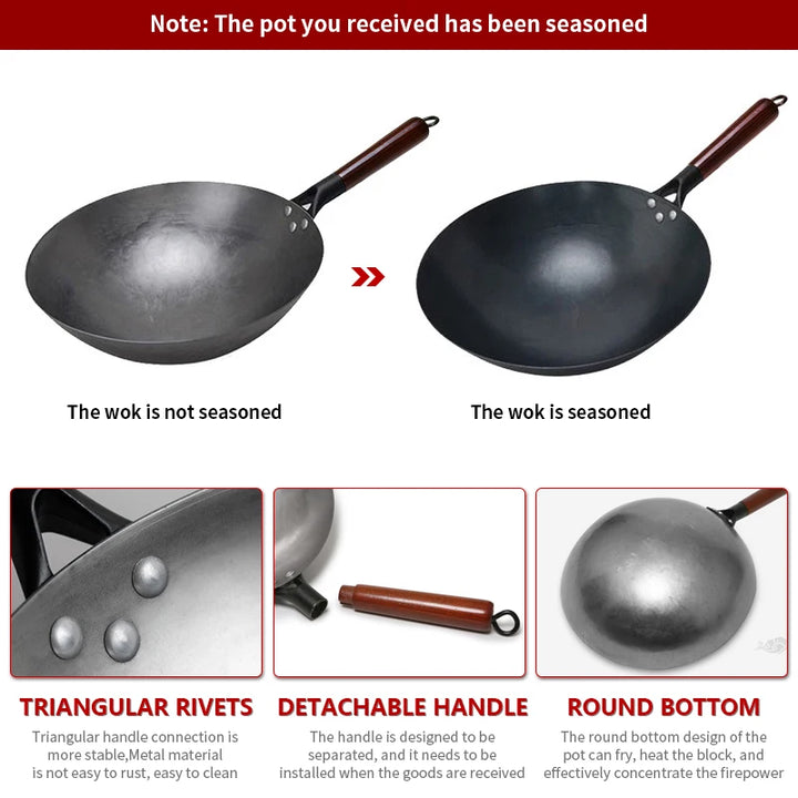 Artisan Iron Wok with Wooden Handle 3