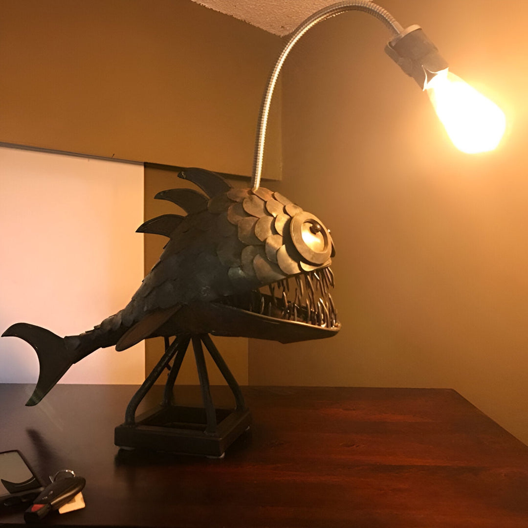Artisan Metal Fish Table Lamp 1