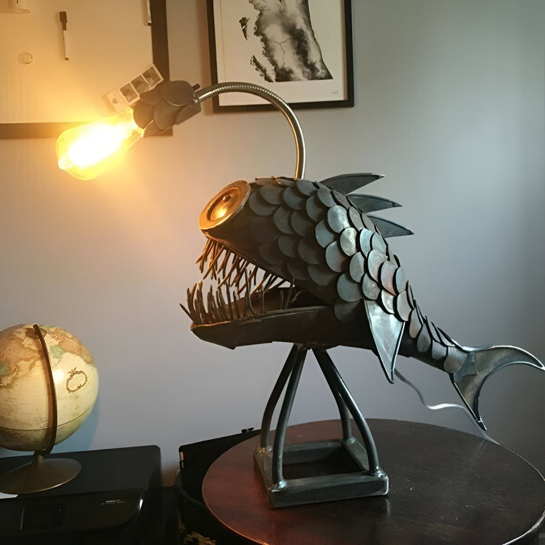 Artisan Metal Fish Table Lamp 2